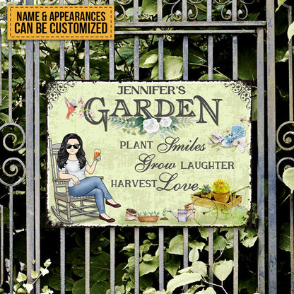 Plant Smiles Grow Laughter Harvest Love - Personalized Custom Classic Garden Metal Signs