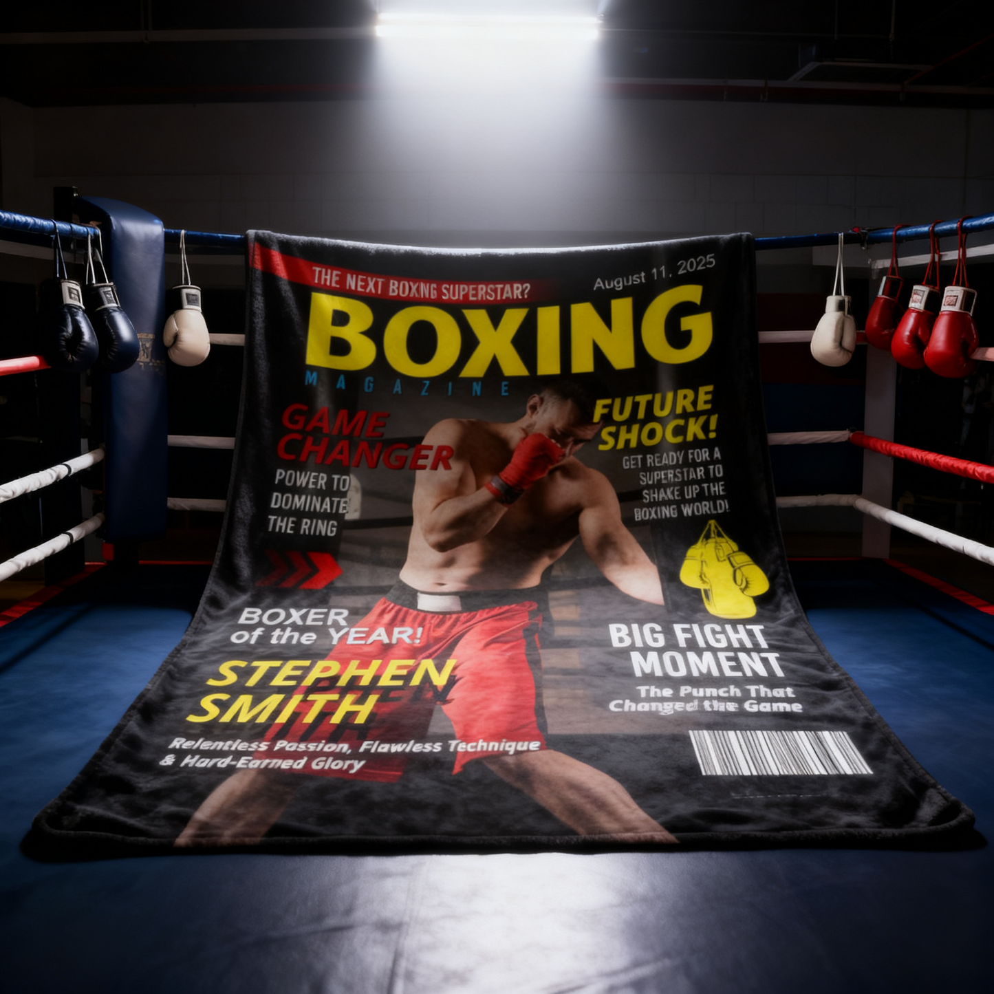 Personalized Boxing Magazine Cover Blanket - Custom Gift for Boxer, Coach & Fans