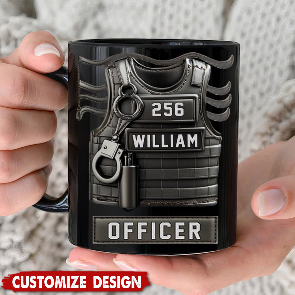 Personalized Police Officer Coffee Mug - “Serve And Protect” Custom Name & Badge Number Gift