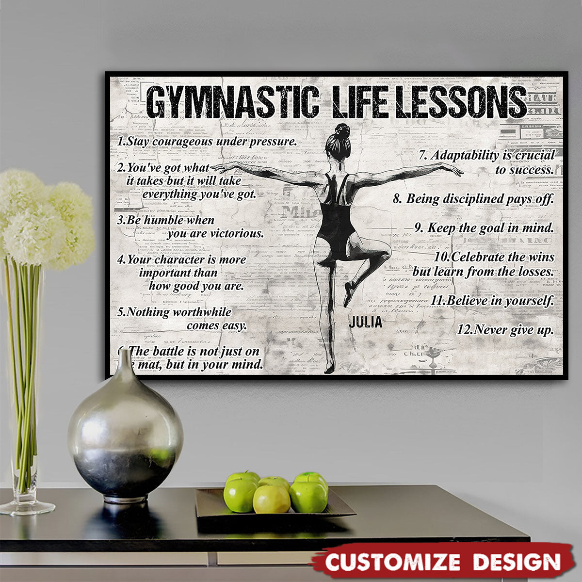 Personalized Gymnastics Life Lessons Girl Poster / Canvas - Gift for Gymnastics Lovers