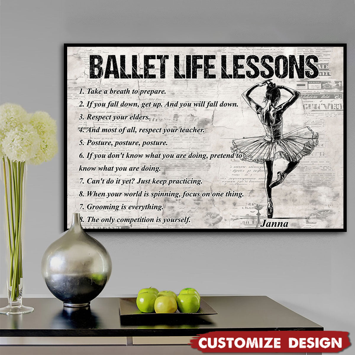 Personalized Ballet Life Lessons Poster / Canvas - Custom Gift For Ballet Lovers