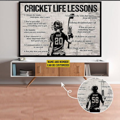 Personalized Cricket Life Lessons Poster / Canvas - Gift For Cricket Lovers