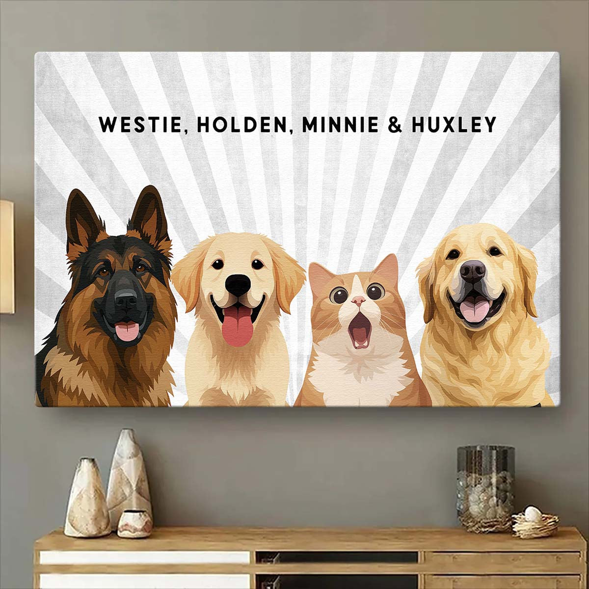 Personalized Customized Cute Art Style Of Your Fur Angels Canvas / Poster - Lovable Gift For Pet Lovers