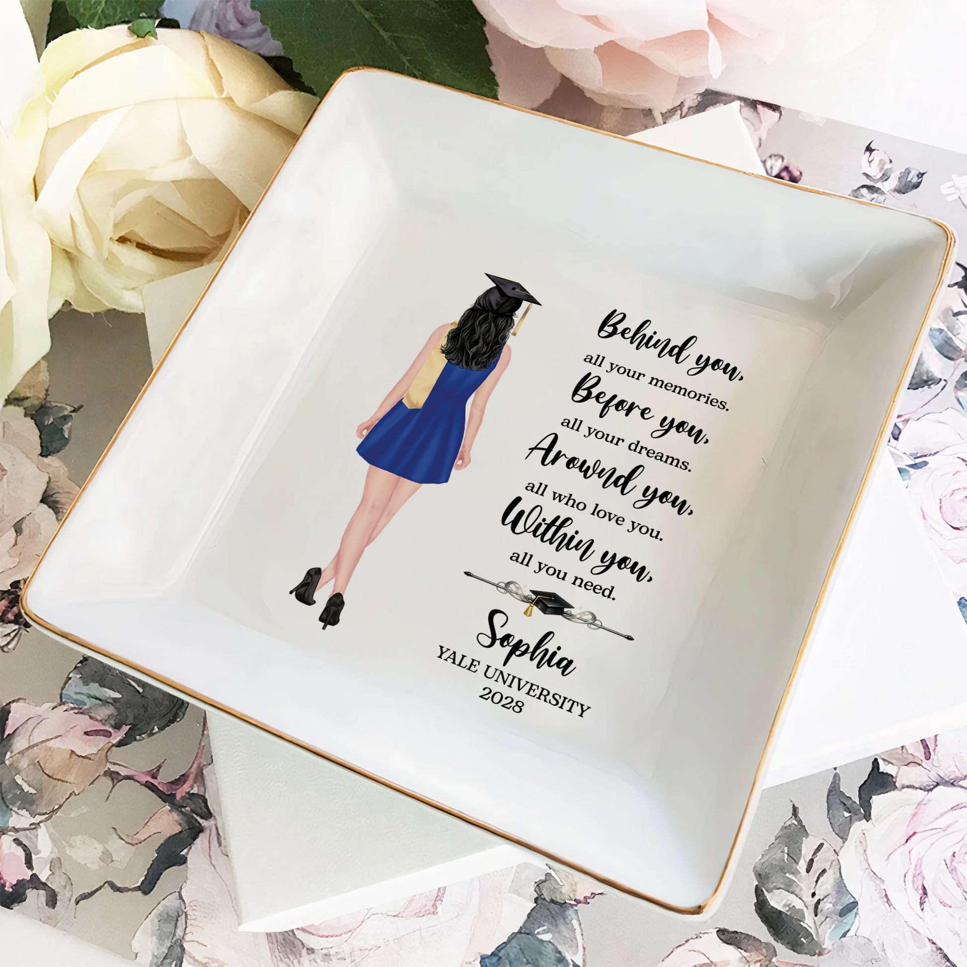 Personalized Graduation Jewelry Dish - Class of 2026 Gift for Her