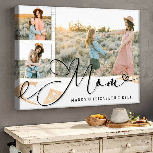 Custom Photo - Love You Mom - Personalized Customized Canvas - Gift Mom Mother's Day Gift