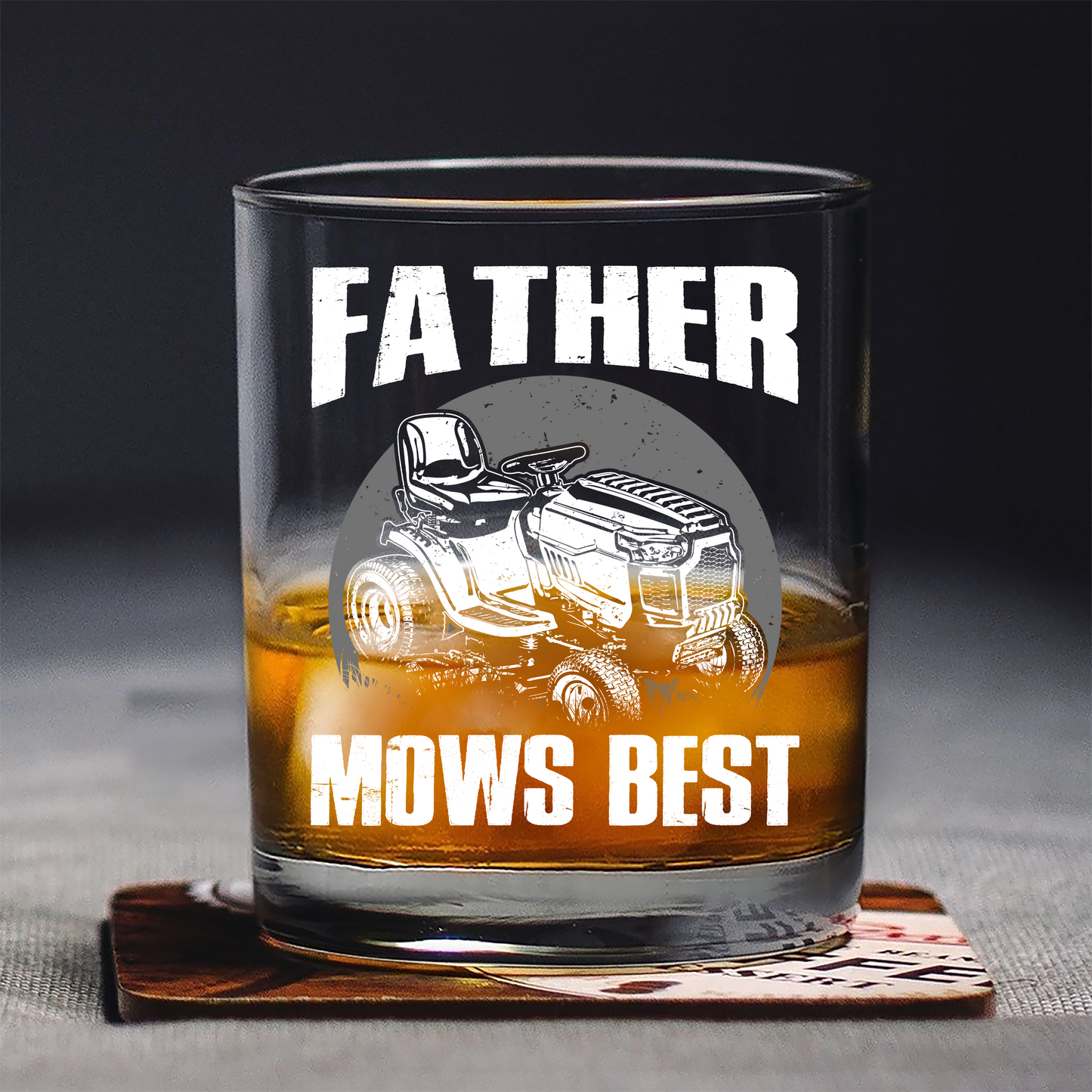 Custom Father Mows Best Retro Whiskey Glass - Father’s Day Photo Gift