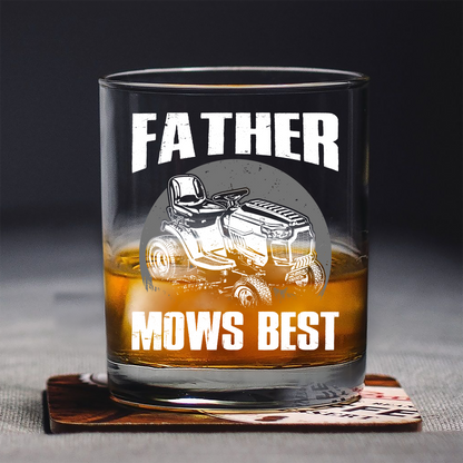 Custom Father Mows Best Retro Whiskey Glass - Father’s Day Photo Gift