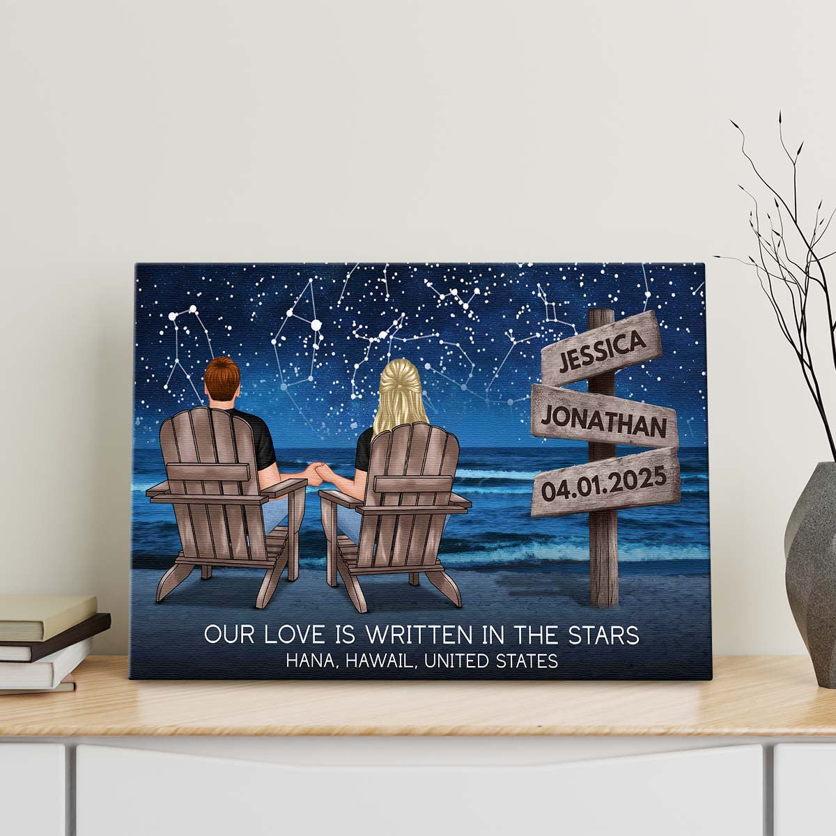 Personalized Customized Our Love Is Written In The Stars Canvas / Poster - Custom Gifts For Couple Anniversary