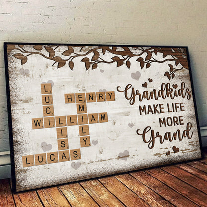 Grandkids Make Life More Grand - Personalized Crossword Canvas / Poster