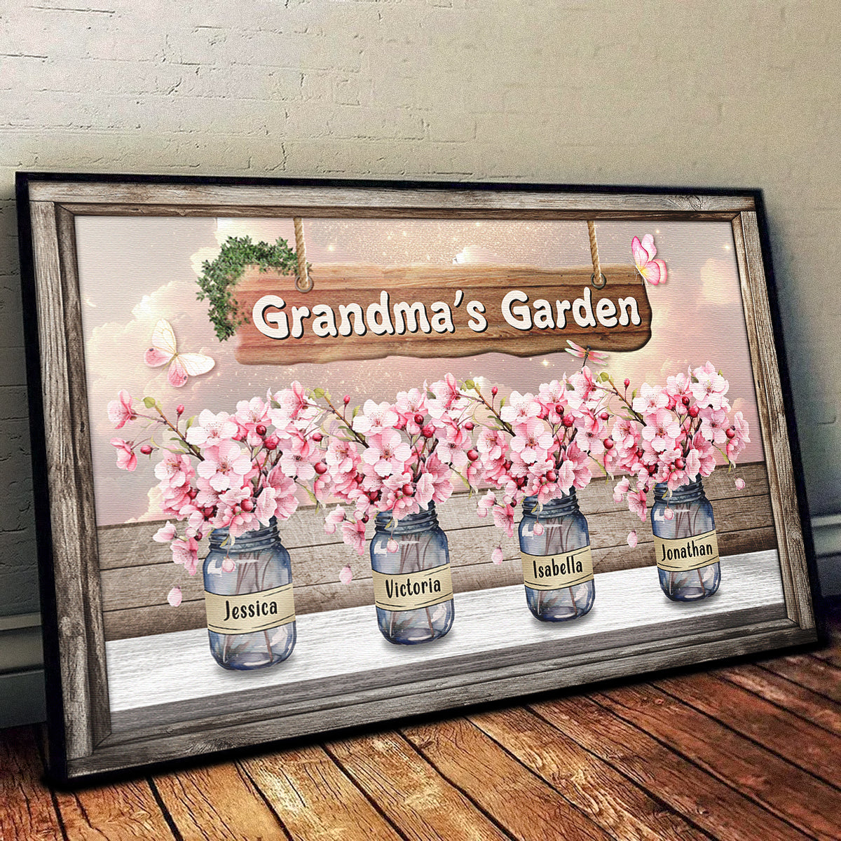 Grandma's Garden - Personalized Custom Of Cherry Blossom Pot Canvas / Poster