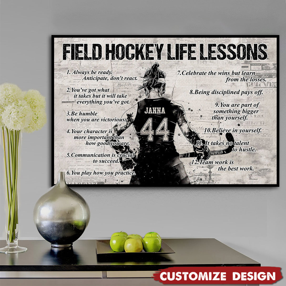Personalized Field Hockey Life Lessons Poster / Canvas - Gift For Field Hockey Lovers