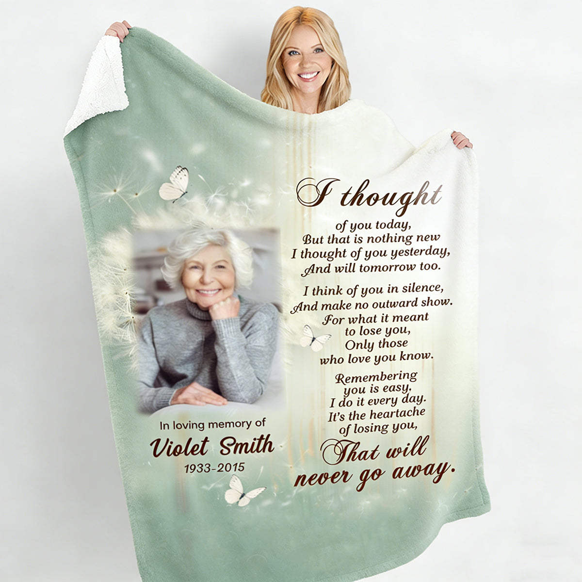 I Thought of You Today - Personalized Photo Memorial Blanket