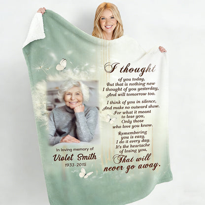 I Thought of You Today - Personalized Photo Memorial Blanket