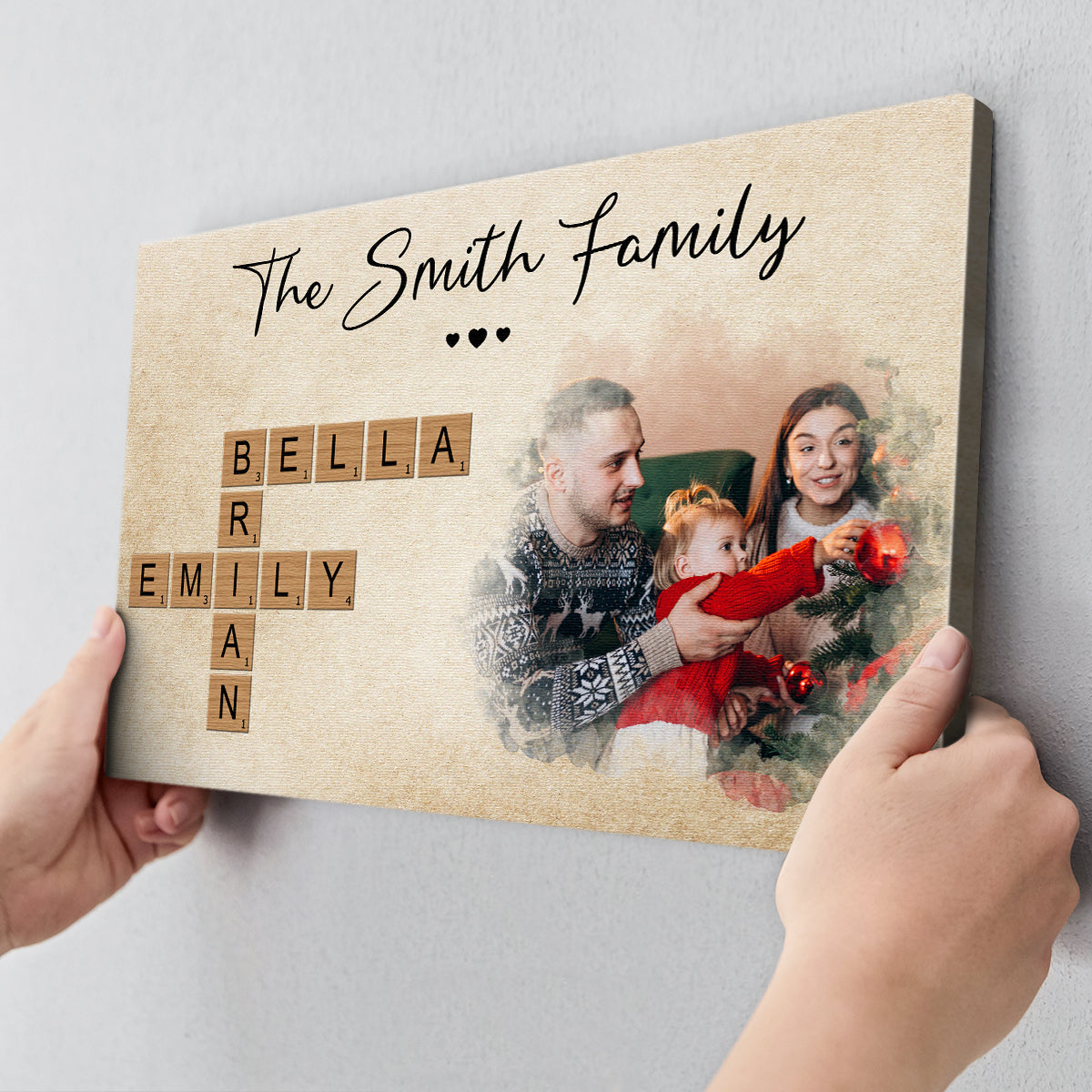 Personalized Customized Celebrate Christmas With Crossword Canvas / Poster - Custom Gifts For Family Members
