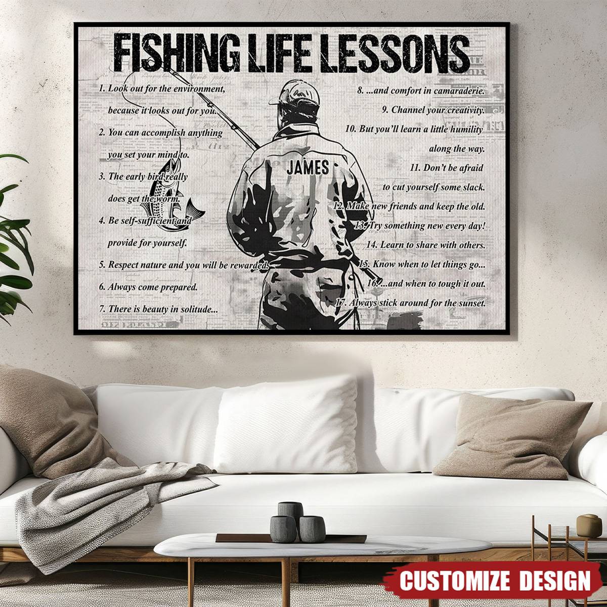 Personalized Fishing Life Lessons Poster / Canvas - Custom Gift For Fishing Lovers