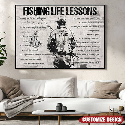 Personalized Fishing Life Lessons Poster / Canvas - Custom Gift For Fishing Lovers
