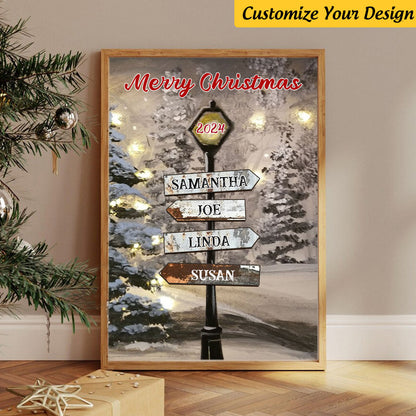 Personalized Vintage Canvas / Poster - Custom Family Christmas Gift