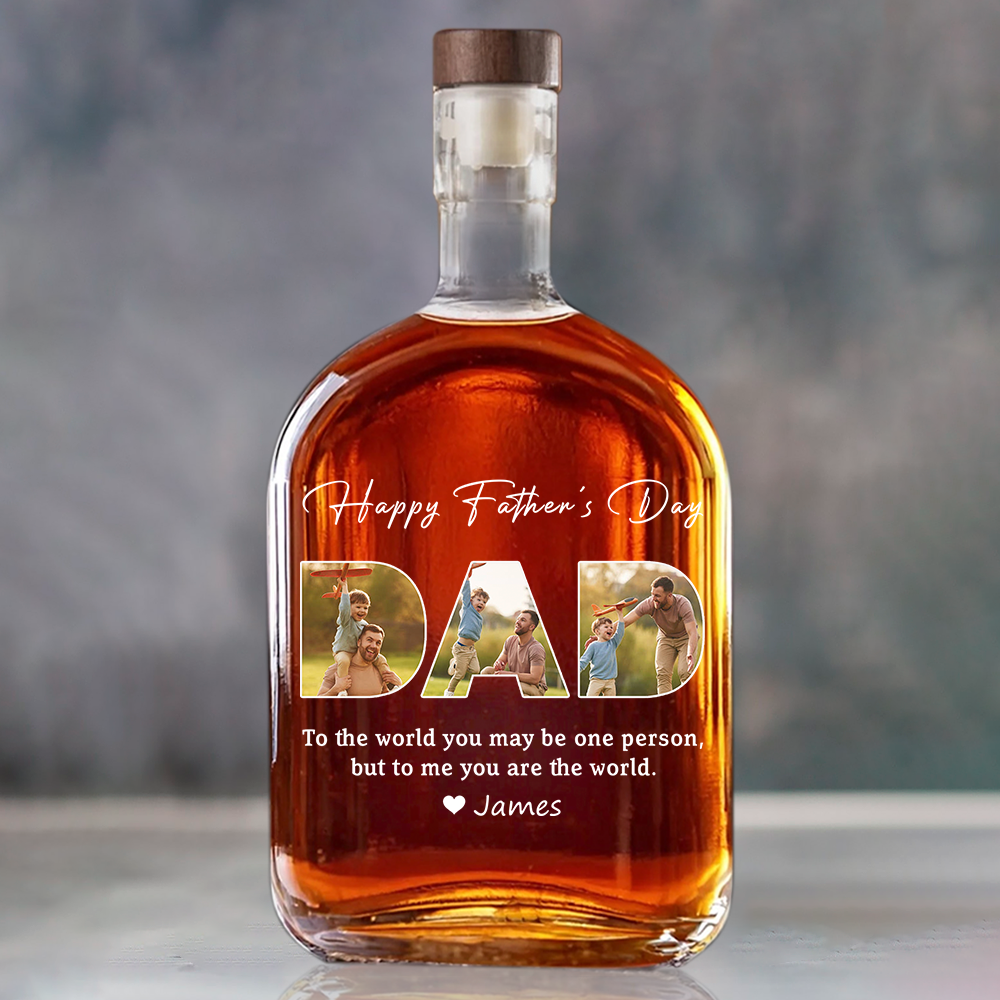 Happy Father’s Day - Custom Family Photo Whiskey Bottle