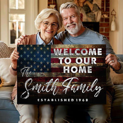 Welcome To Our Home - Personalized Custom Family Name Canvas / Poster