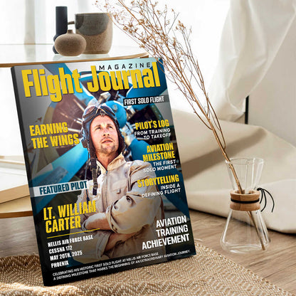 Personalized Pilot “Magazine Cover” Canvas / Poster - Custom Aviation Flight Journal Gift