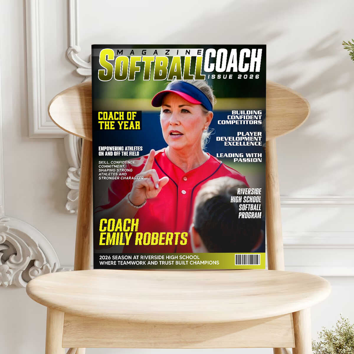 Personalized Softball Coach Magazine Cover Canvas / Poster - Appreciation & End of Season Gift