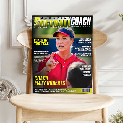 Personalized Softball Coach Magazine Cover Canvas / Poster - Appreciation & End of Season Gift