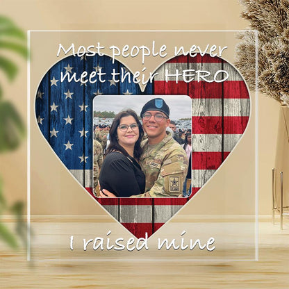 “I Raised My Hero” Personalized Acrylic Plaque - All Military Branches Gift for Proud Parents