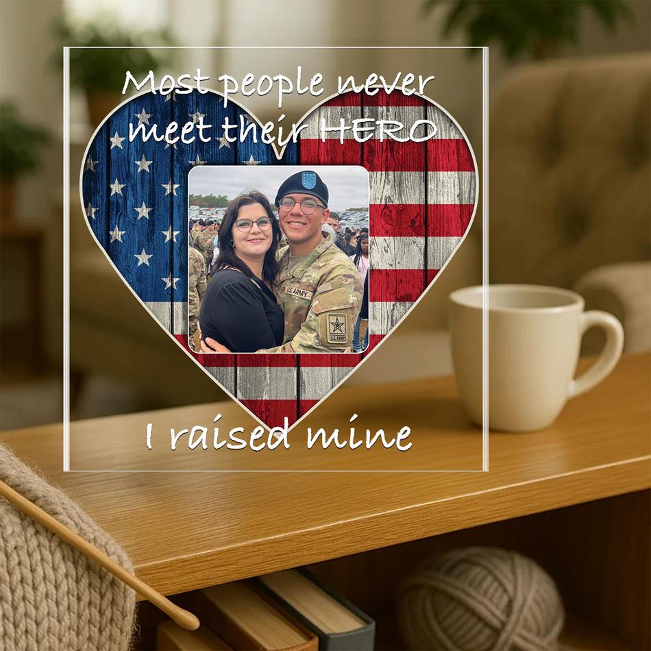 “I Raised My Hero” Personalized Acrylic Plaque - All Military Branches Gift for Proud Parents