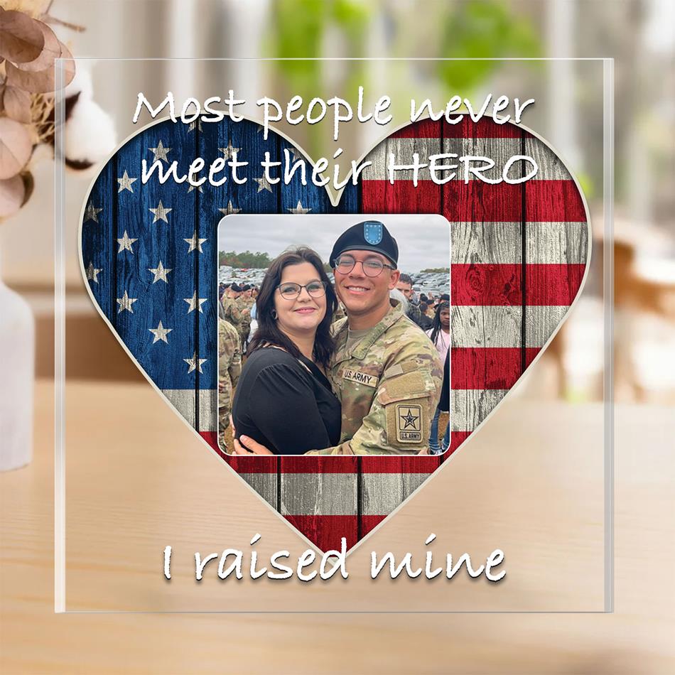 “I Raised My Hero” Personalized Acrylic Plaque - All Military Branches Gift for Proud Parents