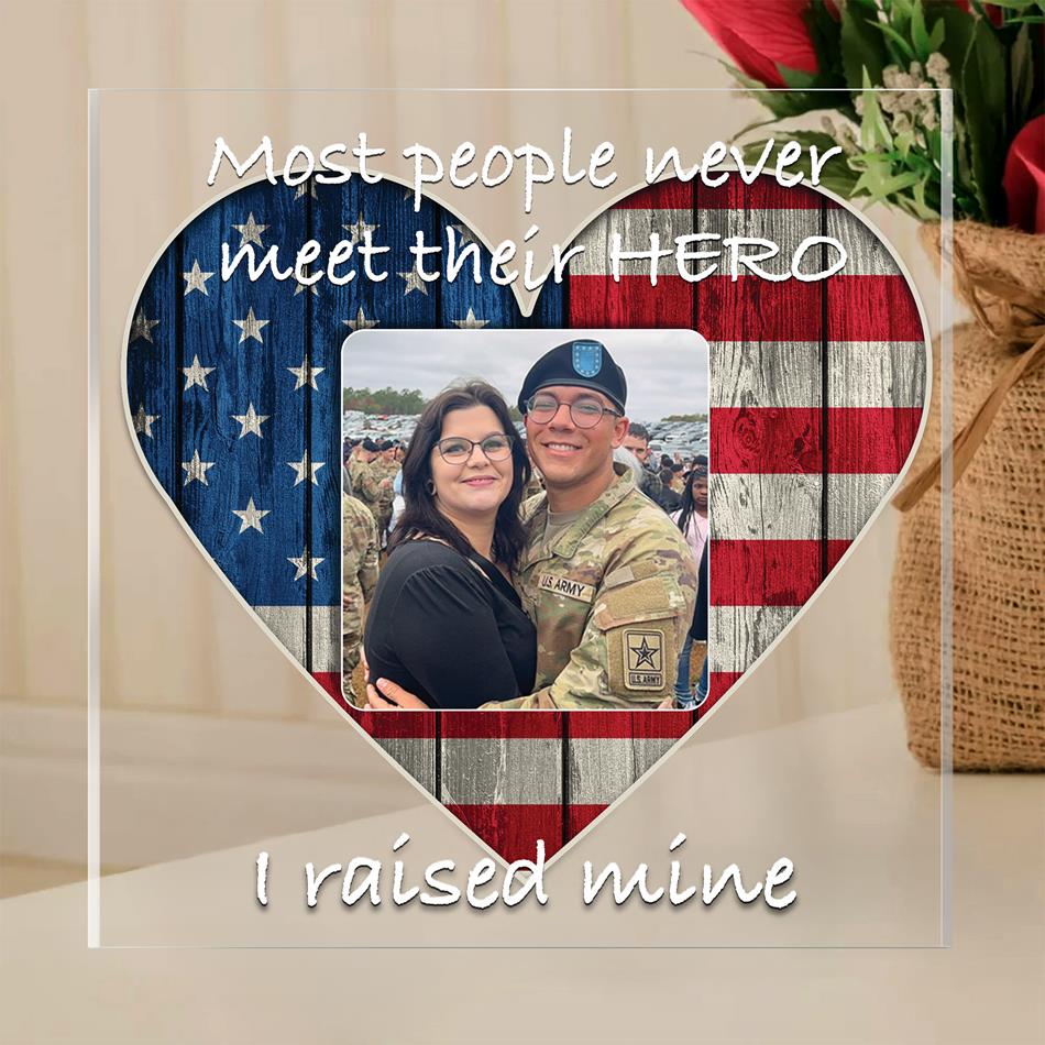“I Raised My Hero” Personalized Acrylic Plaque - All Military Branches Gift for Proud Parents