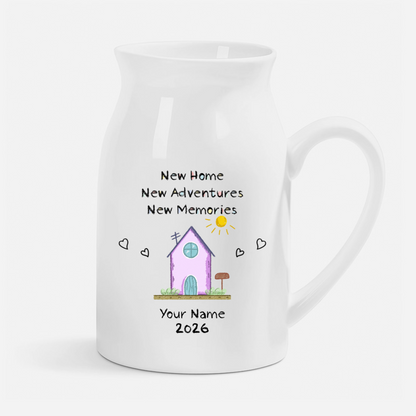 Personalised New Home Flower Ceramic Vase - Housewarming Gift for Couples