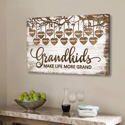 Custom "Grandkids Make Life More Grand" Canvas for Grandma & Grandpa