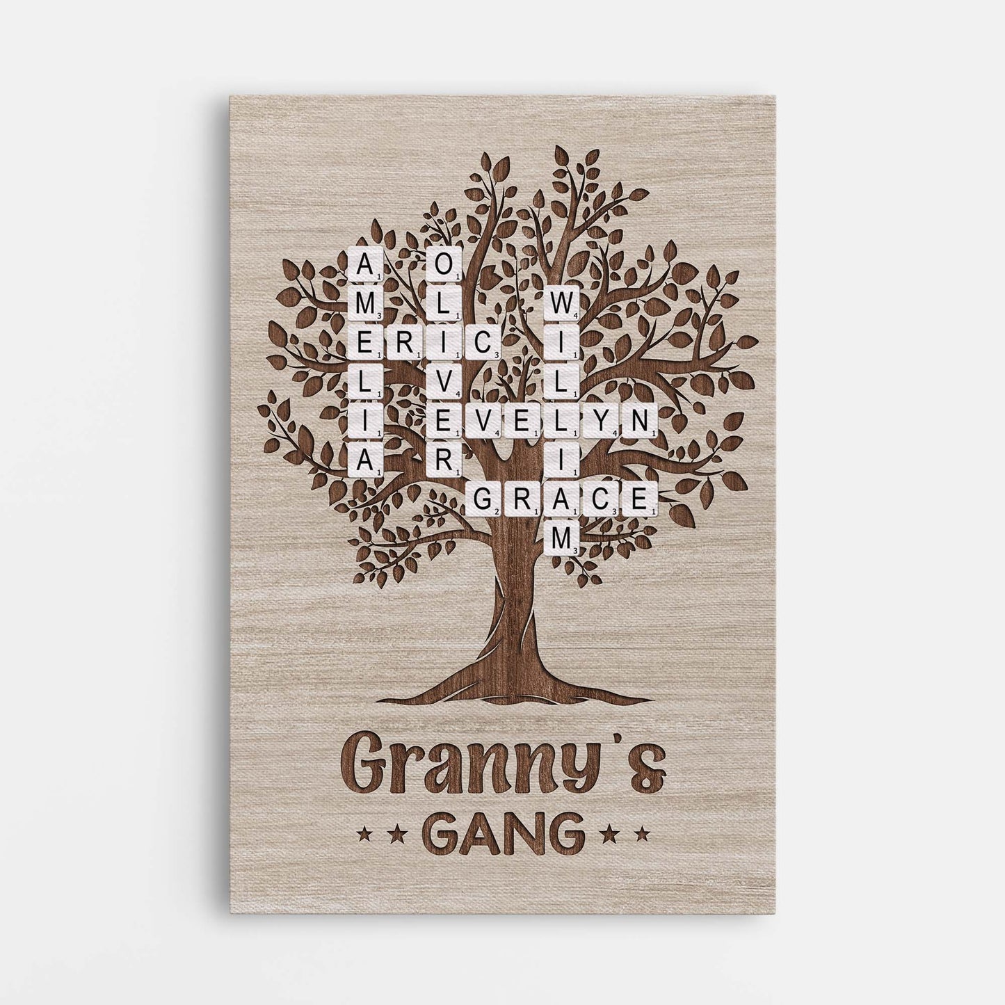 Personalised Crossword Puzzle Canvas / Poster - Gift for Granny/Grandad