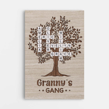 Personalised Crossword Puzzle Canvas / Poster - Gift for Granny/Grandad