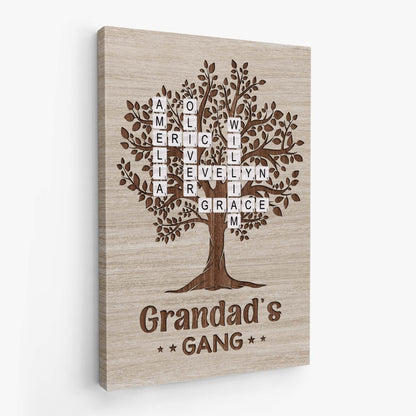 Personalised Crossword Puzzle Canvas / Poster - Gift for Granny/Grandad