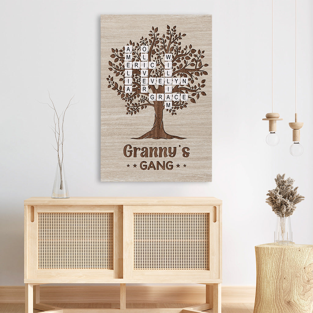 Personalised Crossword Puzzle Canvas / Poster - Gift for Granny/Grandad