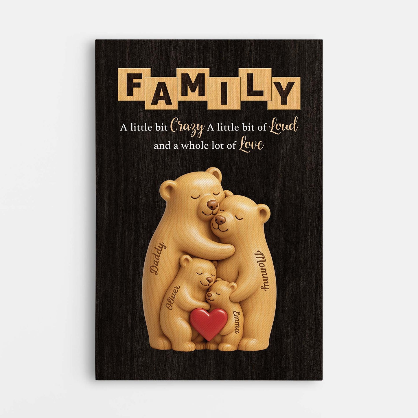 Personalized Bear Family Canvas / Poster - Custom Family Gift
