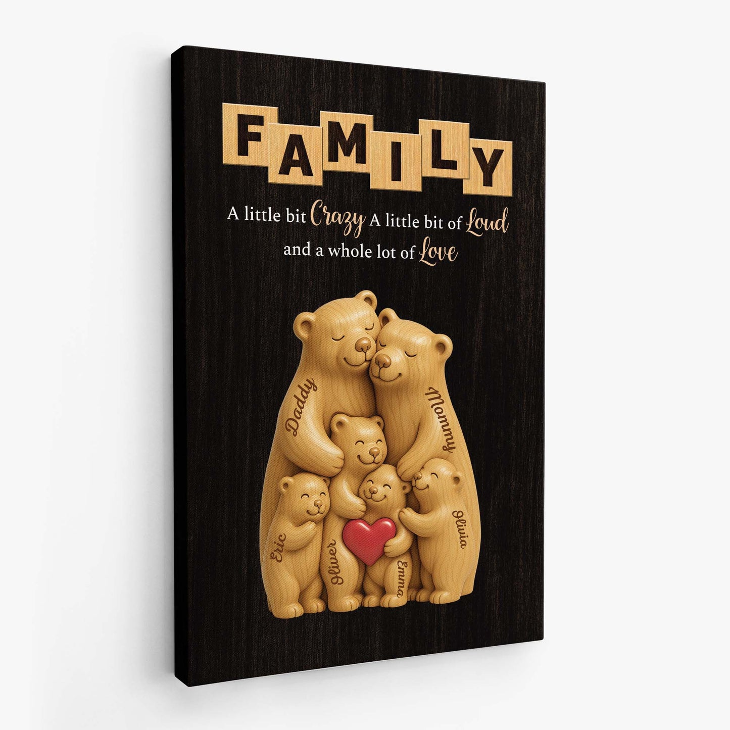 Personalized Bear Family Canvas / Poster - Custom Family Gift