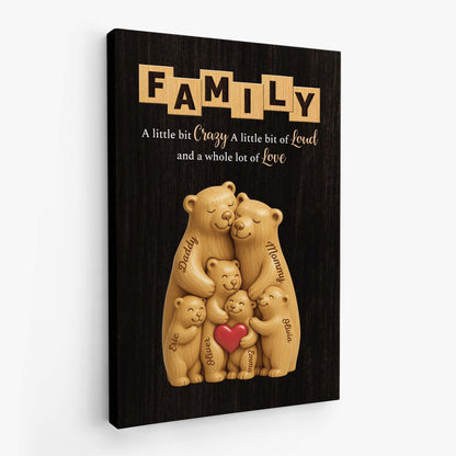 Personalized Bear Family Canvas / Poster - Custom Family Gift