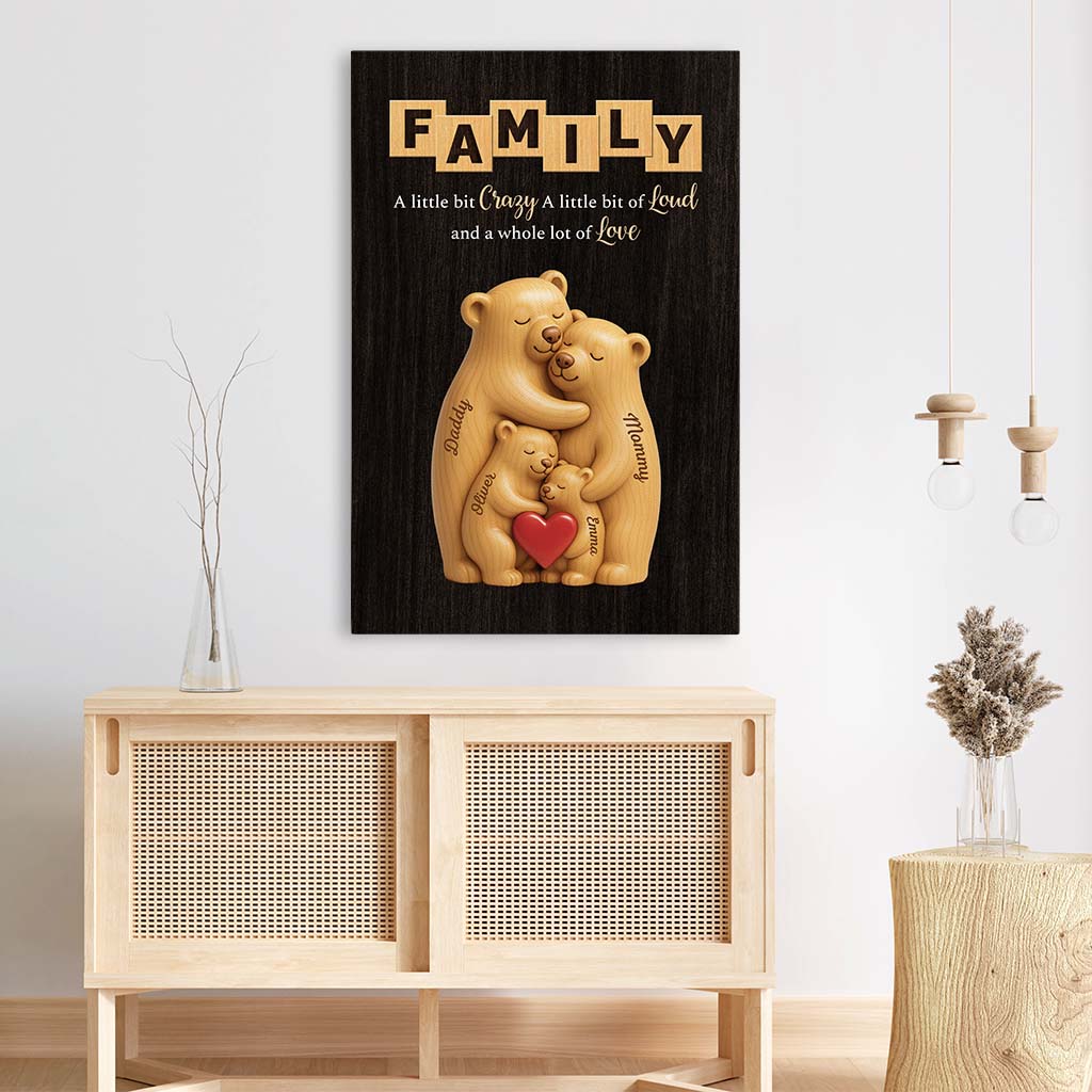 Personalized Bear Family Canvas / Poster - Custom Family Gift