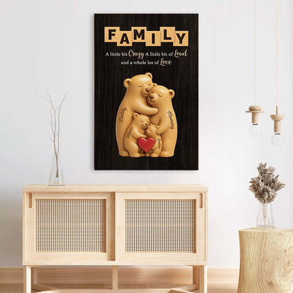 Personalized Bear Family Canvas / Poster - Custom Family Gift