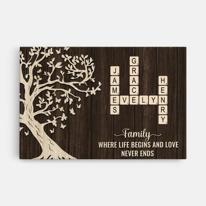 Personalized Family Names Canvas / Poster - Custom Family Crossword Wall Art