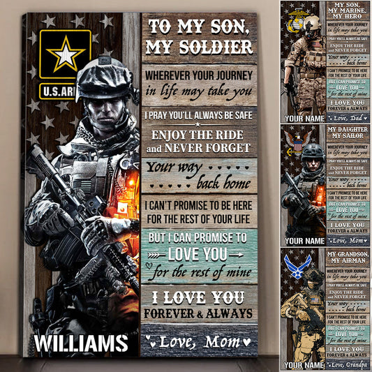 To My Soldier, I Love You Forever And Always - Custom Poster / Canvas Gift for Military Parents