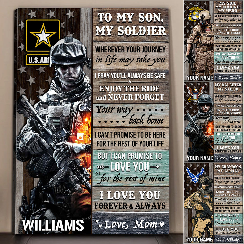 To My Soldier, I Love You Forever And Always - Custom Poster / Canvas Gift for Military Parents