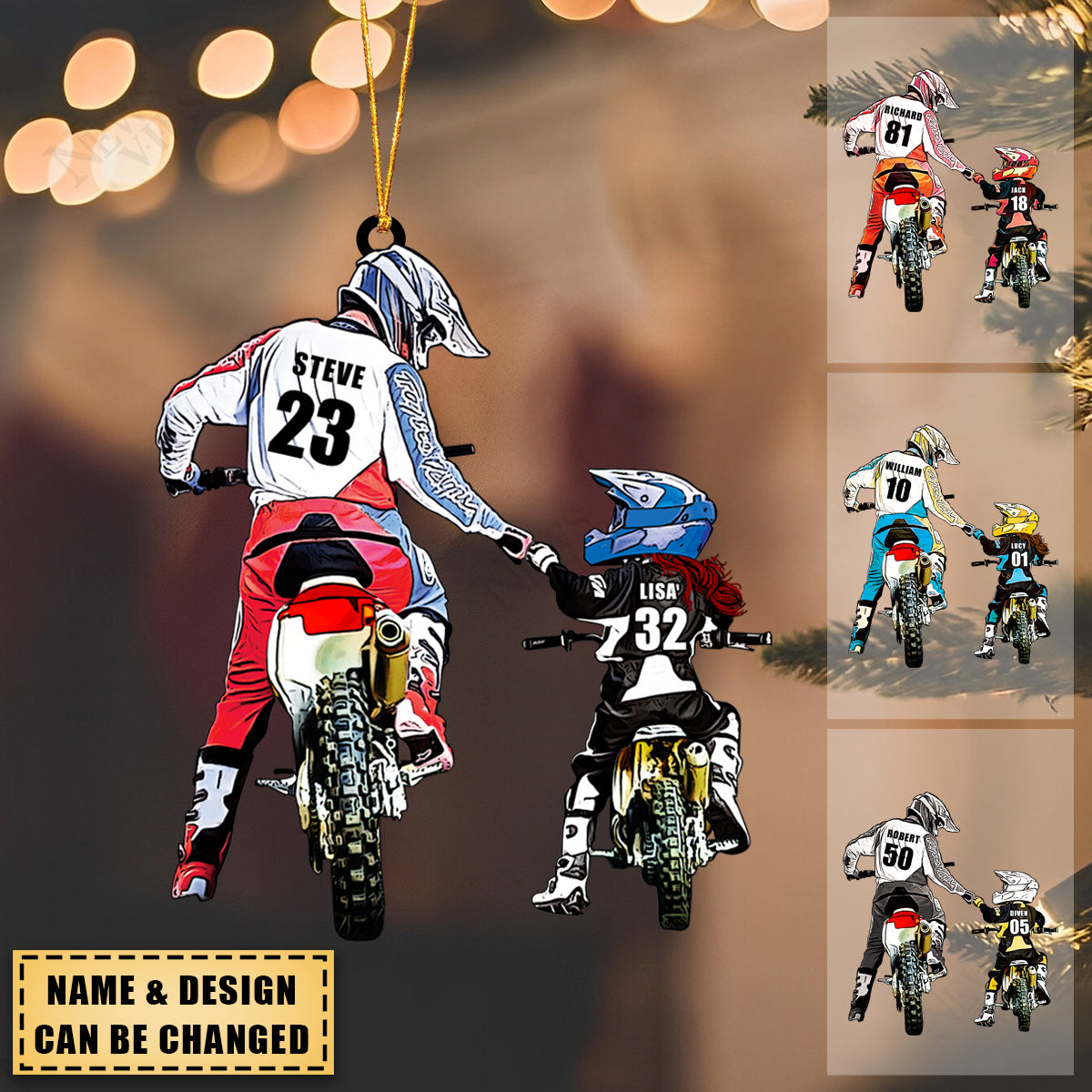Personalized Motocross Ornament - Custom Name & Number Gift