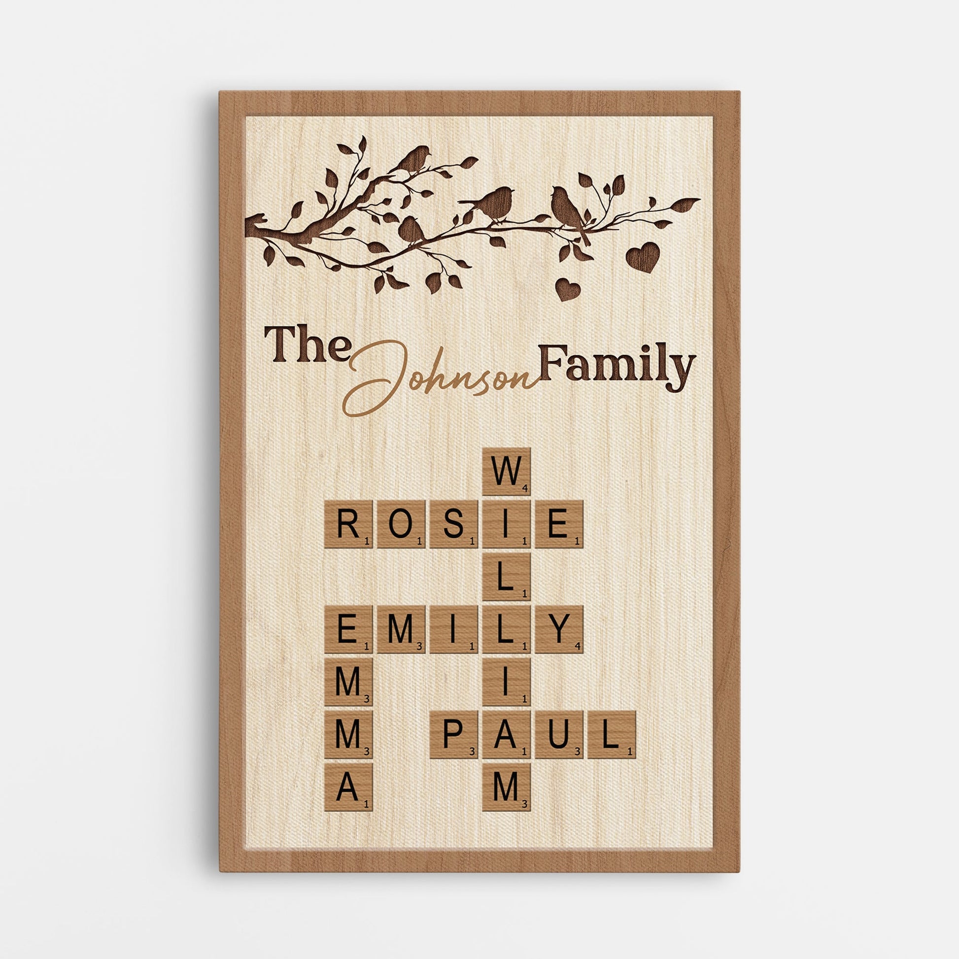 Family Crossword Art - Personalized Canvas with Names for Wall Decor