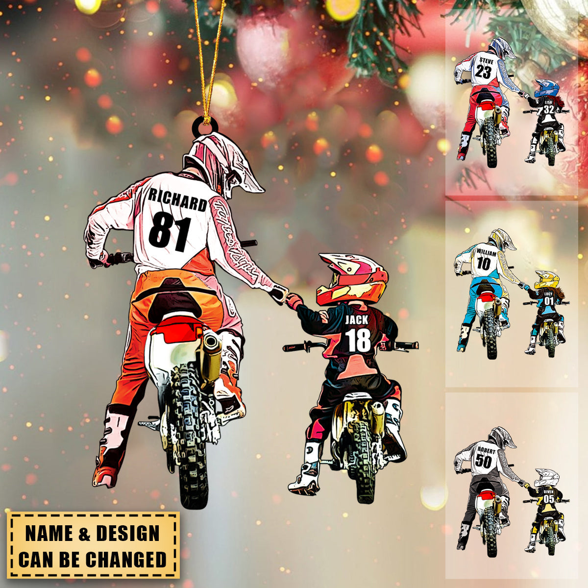 Personalized Motocross Ornament - Custom Name & Number Gift