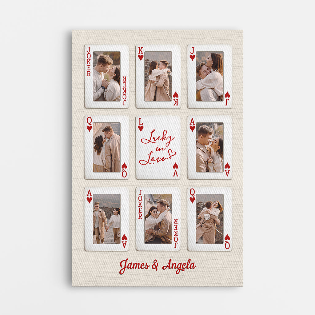 Personalized Lucky In Love Photo Canvas / Poster - Custom Gifts For Couples