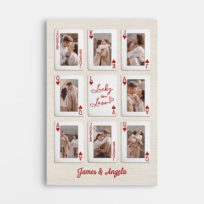 Personalized Lucky In Love Photo Canvas / Poster - Custom Gifts For Couples