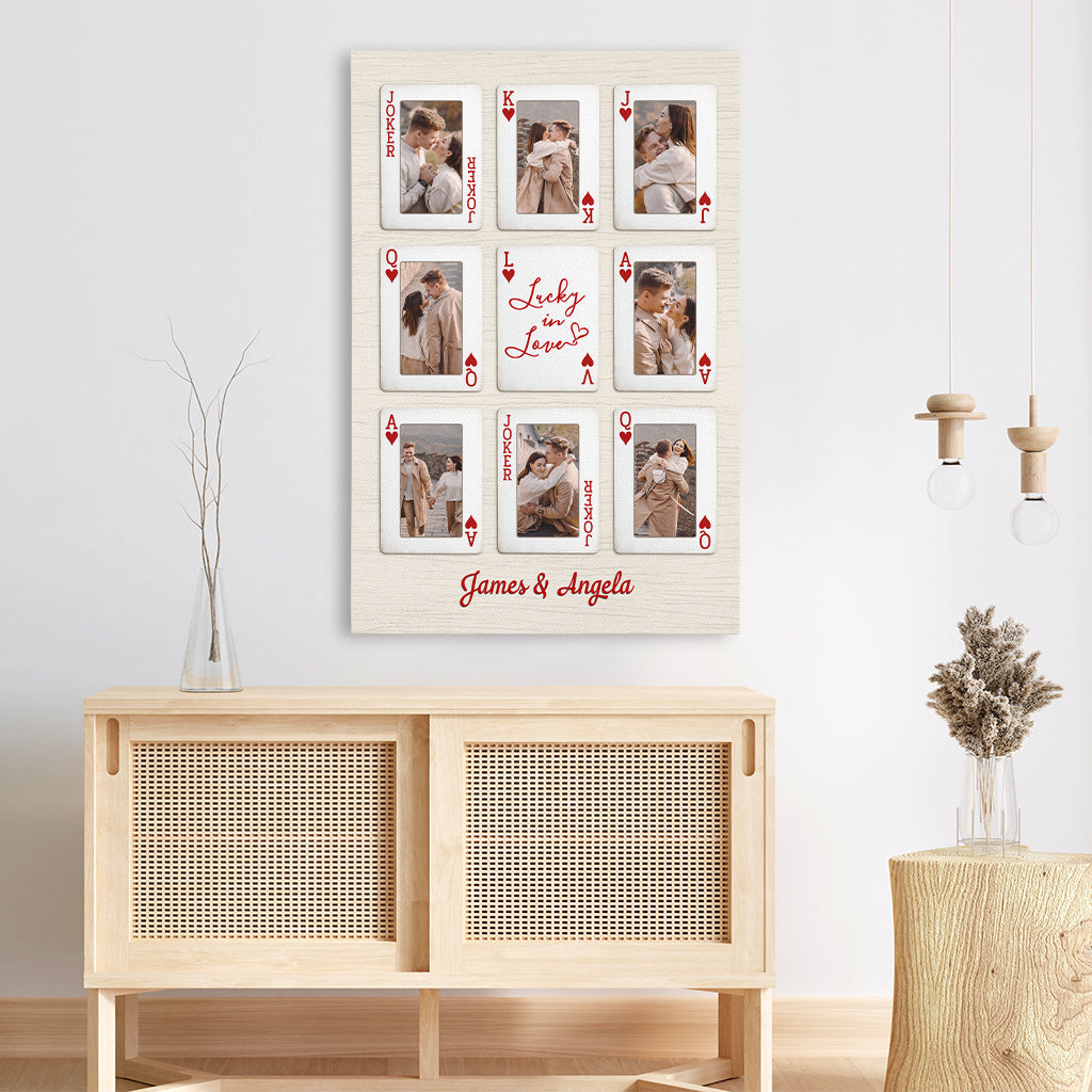 Personalized Lucky In Love Photo Canvas / Poster - Custom Gifts For Couples